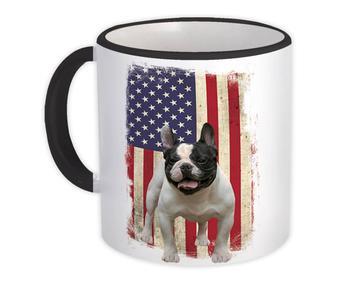 French Bulldog USA Flag : Gift Mug Dog Pet American United States
