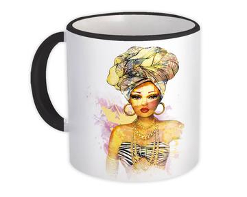 African Woman Portrait Profile : Gift Mug Ethnic Art Black Culture Ethno