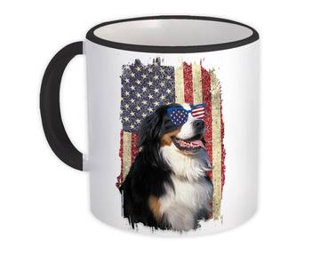 Bernese American Flag : Gift Mug Dog Pet Puppy Animal Cute USA 4th of July Patriot