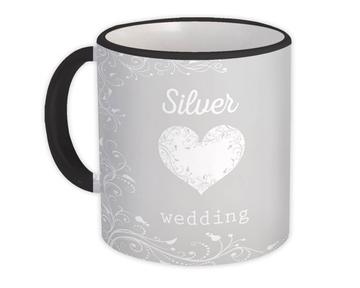 Heart Lace Silver Wedding : Gift Mug Silver Anniversary Day Love Wife Husband Gift for Couple