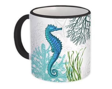 Seahorse Botanical Seaweed : Gift Mug Ocean Animal Retro Vintage Art Nature Lover