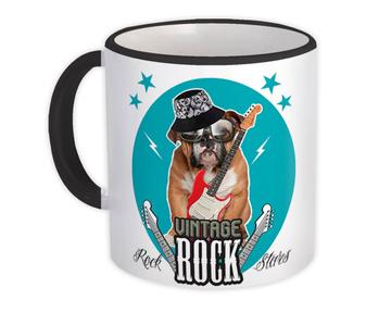 Vintage Rock Stars Bulldog : Gift Mug For Guitarist Guitar Player Funny Dog Pet Animal