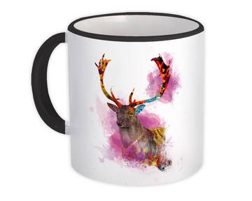 Deer Watercolor Painting : Gift Mug Wild Animal Colorful Graphics Nature Protection