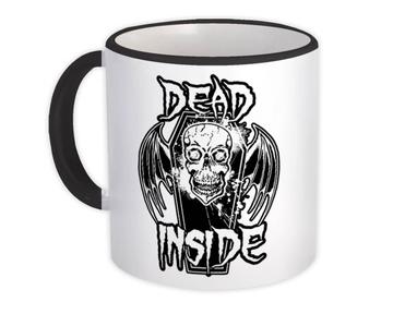 Dead Inside Skull Vampire Wings : Gift Mug Halloween Party Decor Coffin Black And White