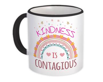 Kindness Boho Rainbow : Gift Mug Stripes Childish Art Print Hearts Stars Nursery Decor