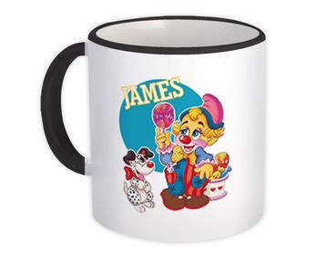 Clown Dalmatian Dog Circus : Gift Mug Custom Lollipop Personalized Name Kids Birthday Decor James