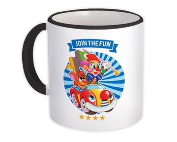 Clown Bear Car Fun : Gift Mug Cute Art For Kid Boy Birthday Personalized Name Custom Print