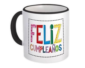 Happy Birthday Feliz Cumpleanos : Gift Mug Spanish Teacher Cute Funny Typography Art Print