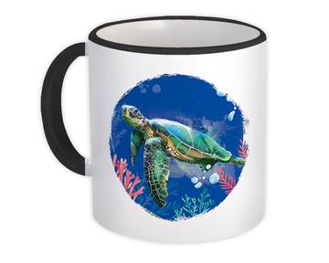Turtle Photographic Print : Gift Mug For Turtles Lover Underwater Life Animal Corals Poster