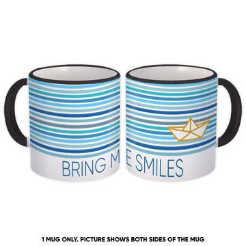 Bring Me Smiles : Gift Mug Personalized Custom Stripes Print For Man Him Boats Abstract