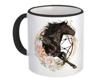 Horse Flower Frame : Gift Mug Floral Animal Lover Photo Art Wild Nature For Her Best Friend