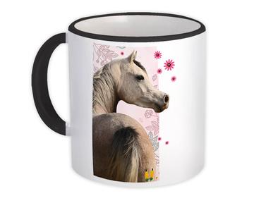 Photographic Horse : Gift Mug For Animal Lover Flowers Floral Backdrop Nature Wall Poster