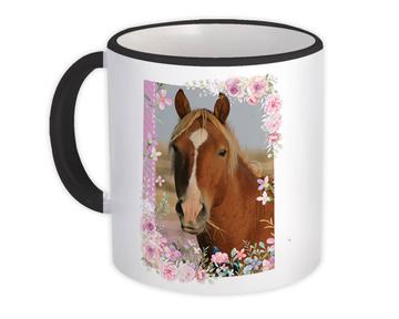 Sweet Horse Photo : Gift Mug Floral Frame For Dairy Notebook Cover Animal Lover Teenager