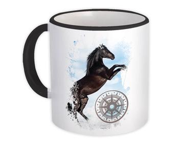 Black Horse Compass : Gift Mug Winter Snow Animal Lover Breed Wall Poster Home Decor
