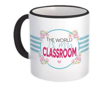Classroom School Kid : Gift Mug For Teacher Children Flowers Stripes Cute Sweet Birthday