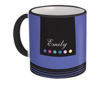 Purple Personalized Custom Name : Gift Mug Art Print Abstract Stripes Dots Birthday Favor