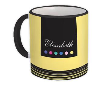 Yellow Personalized Custom Name : Gift Mug Art Print Abstract Stripes Polka Dots Party Favor