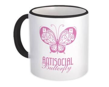 Antisocial Butterfly : Gift Mug For Introvert Girl Introverts Cute Sweet Print Baby Shower Custom