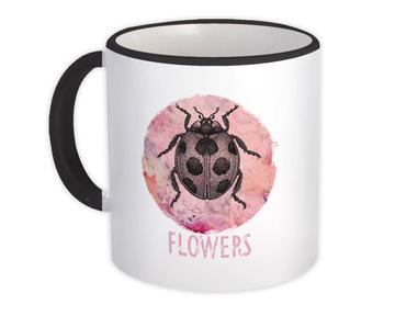 Vintage Ladybug Flowers : Gift Mug Art Design For Woman Her Mother Birthday Feminine
