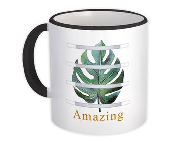 Monstera Leaf Art : Gift Mug Watercolor Print Botanical Plant Exotic Tropical Nature Protector
