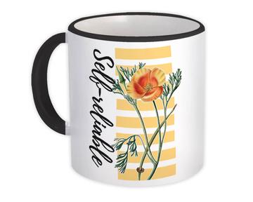 For Self Reliable Woman : Gift Mug Poppy Flower Stripes Floral Art Print Birthday Favor Decor