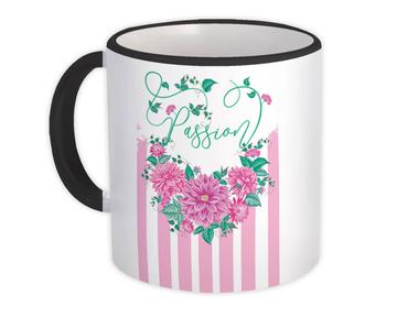 Peony Peonies Arrangement Passion : Gift Mug Vintage Art Stripes Birthday Flowers Feminine
