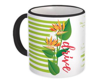 Exotic Flower Stripes Art : Gift Mug Drive Tropical Plant Floral Decor Personalized Custom