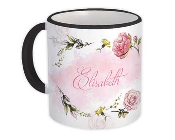Custom Name Vintage Rose Art : Gift Mug Personalized Flower Drawing For Her Woman Birthday