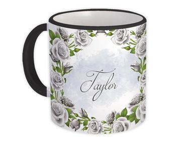 For Wedding Favor Custom Name : Gift Mug Personalized Roses Vintage Frame Bride Groom