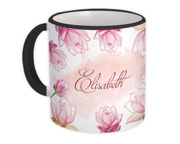 Custom Name Lotus Water Lilly Art : Gift Mug Personalized Flowers Drawing Her Woman Birthday