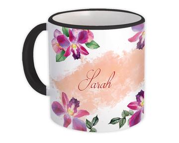 Orchid Drawing Custom Name : Gift Mug Personalized Art Vintage Retro For Her Birthday Favor