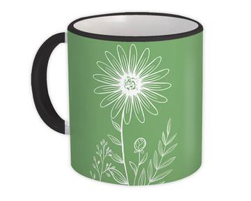 Daisy Silhouette Art Print : Gift Mug For Flower Nature Lover Ecologist Ecological Birthday Friend