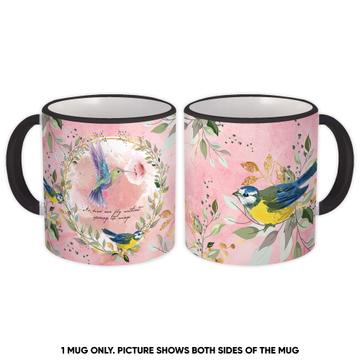 Hummingbird Plants Garland : Gift Mug Flowers Drawing Floral Birds Feminine Art Birthday