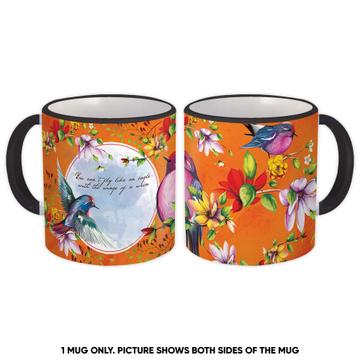 Hummingbird Drawing Flowers : Gift Mug Bird Lover Inspiring Quote Blossom Spring Feminine
