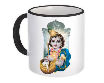 Baby Krishna Indian Art : Gift Mug Hindu Religion Lord Devotional Poster Vintage Print