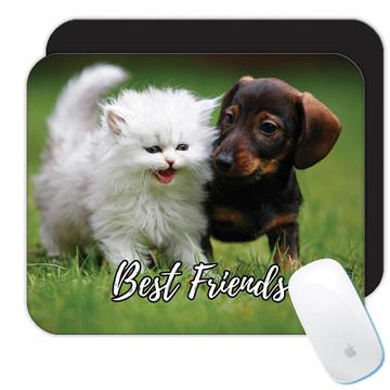 Dachshund with Cat : Gift Mousepad Dog Pet Funny Cute Puppy