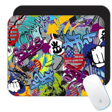 Grafitti Sticker Bomb : Gift Mousepad Pattern Decal Wrap Around