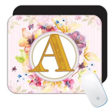 Monogram Letter A : Gift Mousepad Name Initial Alphabet ABC