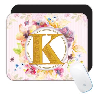 Monogram Letter K : Gift Mousepad Name Initial Alphabet ABC