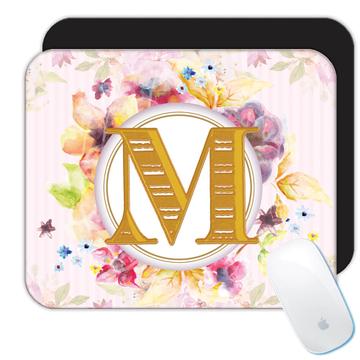 Monogram Letter M : Gift Mousepad Name Initial Alphabet ABC