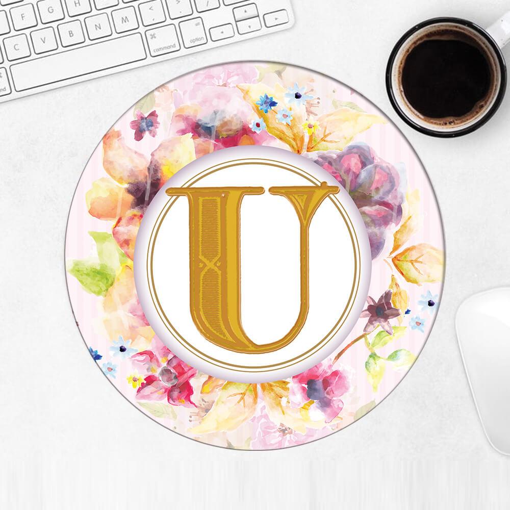 Gift Mousepad : Monogram Letter U Name Initial Alphabet ABC