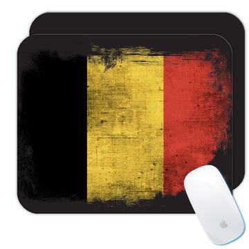 Belgium Belgian Flag : Gift Mousepad European Union Country Souvenir Distressed Pride Vintage