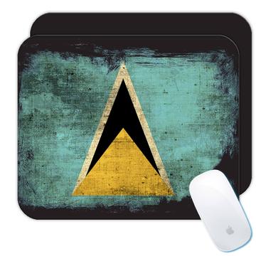 Saint Lucia Flag : Gift Mousepad Distressed North American Country Pride Souvenir National Vintage