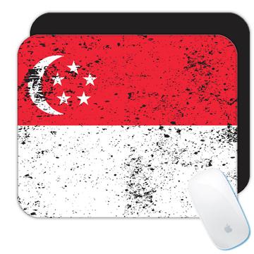 Singapore : Gift Mousepad Singaporean Flag Retro Artistic Expat Country