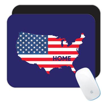 USA Home Map Flag : Gift Mousepad Americana United States American Country