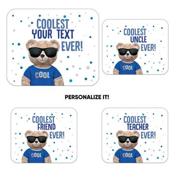 Teddy Bear Coolest Ever : Gift Mousepad Personalized Name Job Profession Blue