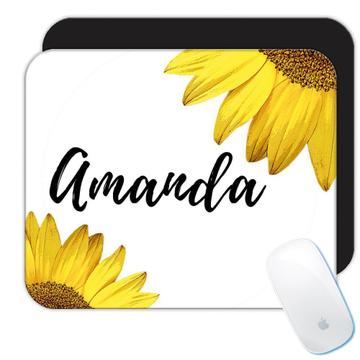 Sunflower Personalized : Gift Mousepad Flower Cute Beautiful Custom Name Women