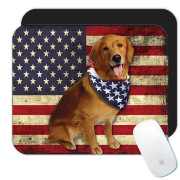 Golden Retriever USA Flag : Gift Mousepad Dog Patriotic America United States