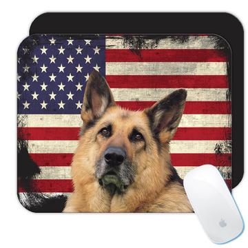 German Shepherd USA Flag : Gift Mousepad Dog Pet K-9 United Police America