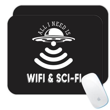 Wifi Sign : Gift Mousepad Flying Saucer Aliens Ufo Science Fiction Day Funny Wall Decor Art